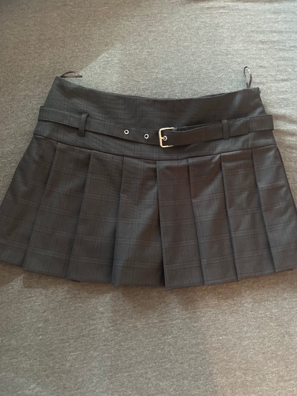 Zara Plaid Pleated Skort with Belt